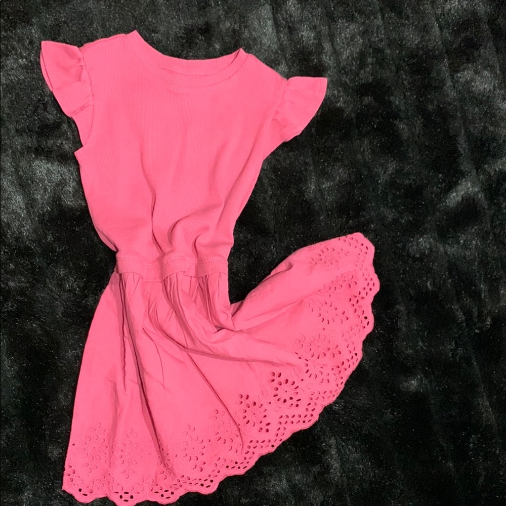 GAP Pink Casual Sundress with Flutter Cap Sleeves cutout eyelets
